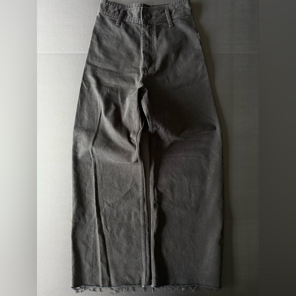 ZARA Wide Leg Raw Hem Pants Women’s Size 4 | Black | Thick JNCO-Inspired Style